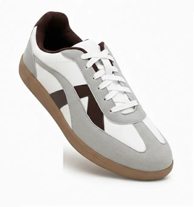 Retro Court Terrace Sneakers (White / Grey Suede / Maroon)