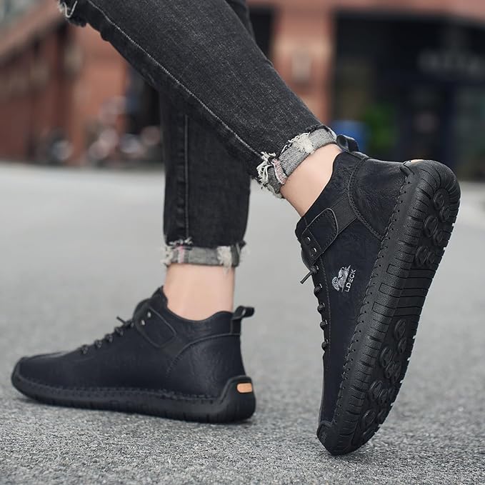 LDECK Premium Hand-Stitched Leather Casual Shoes (Black)