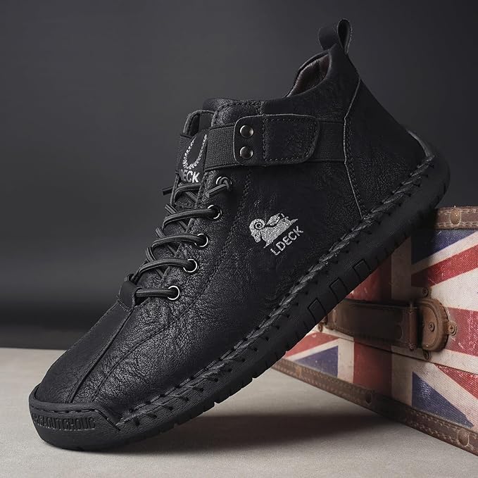 LDECK Premium Hand-Stitched Leather Casual Shoes (Black)