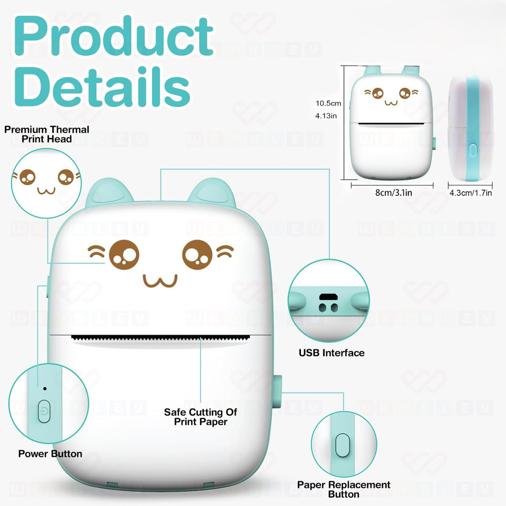 HillKart™ Portable Mini Pocket Printer (Inkless & Bluetooth)