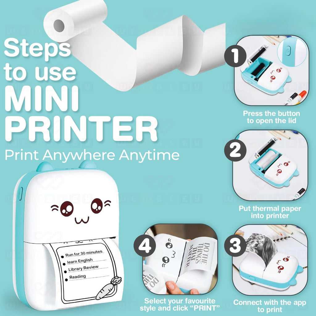HillKart™ Portable Mini Pocket Printer (Inkless & Bluetooth)