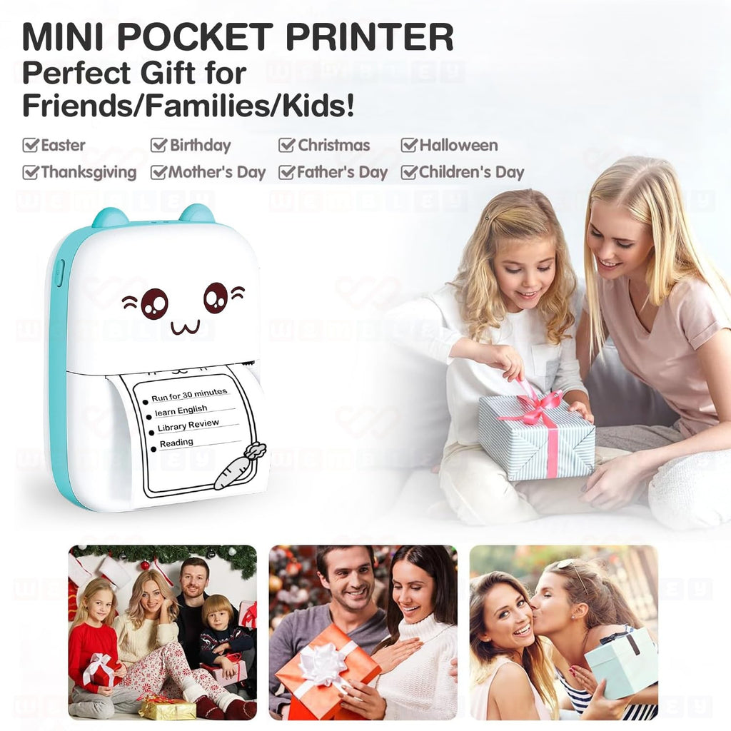HillKart™ Portable Mini Pocket Printer (Inkless & Bluetooth)