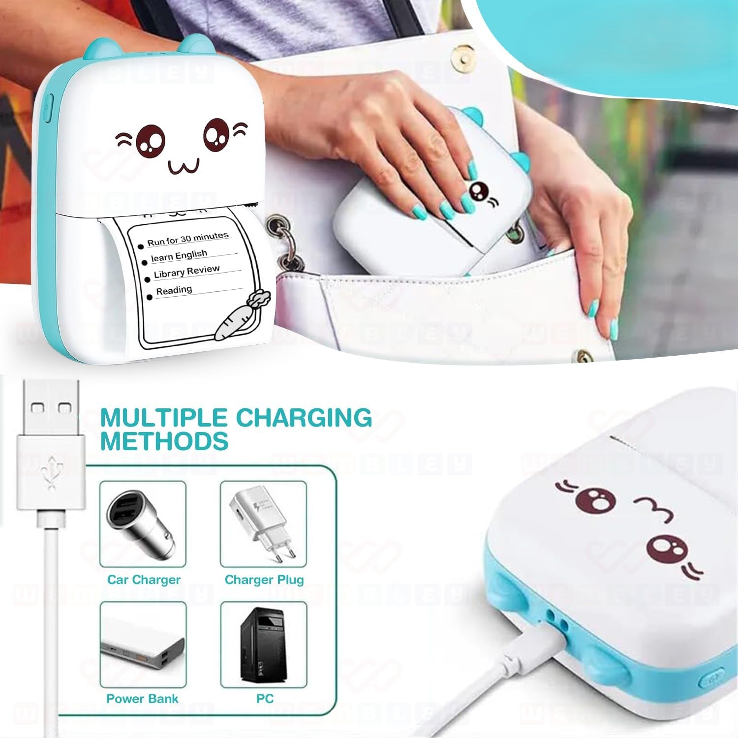 HillKart™ Portable Mini Pocket Printer (Inkless & Bluetooth)