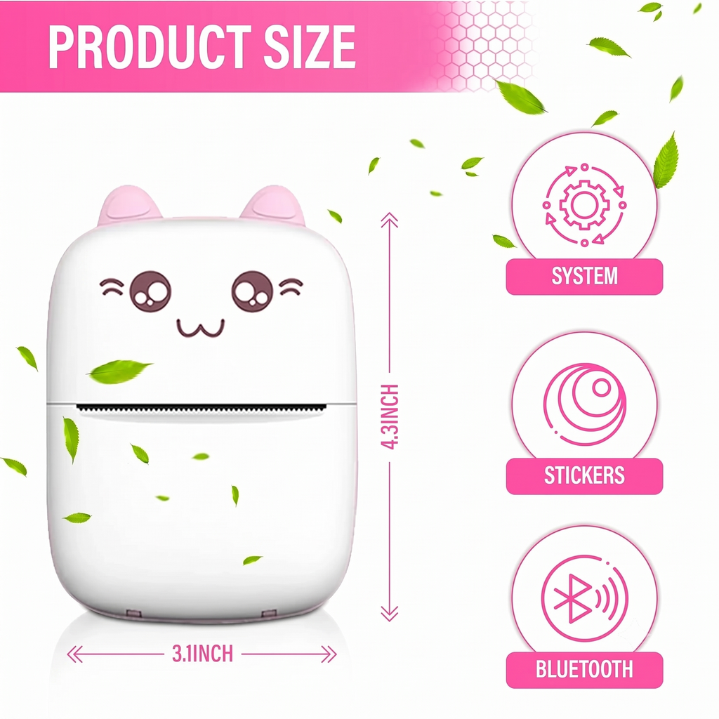 HillKart™ Portable Mini Pocket Printer (Inkless & Bluetooth)