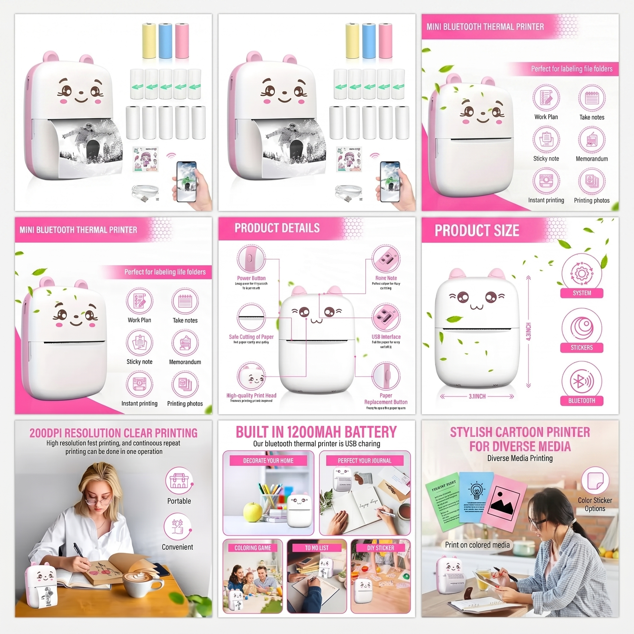 HillKart™ Portable Mini Pocket Printer (Inkless & Bluetooth)