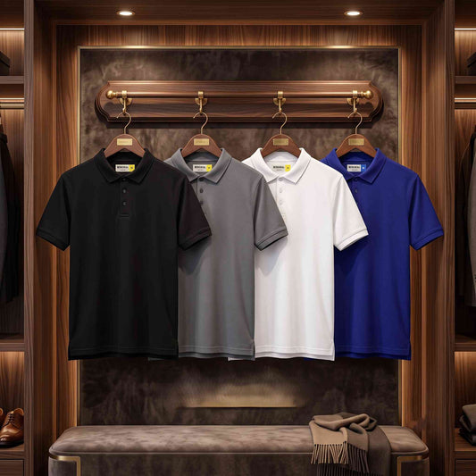 Men Polo T-Shirts (Buy One Get 3 Free) (Multicolor)