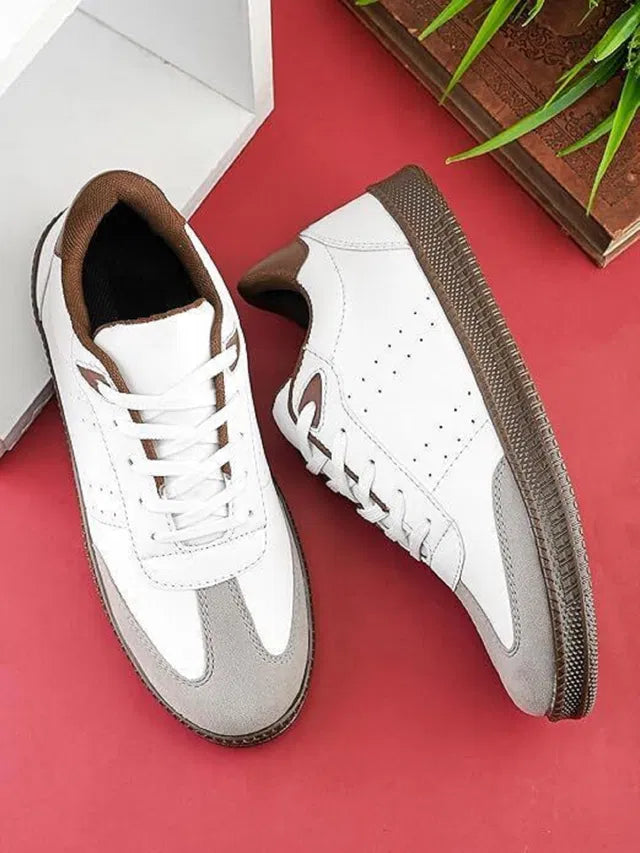 Retro Terrace Court Sneakers (White / Brown / Suede)