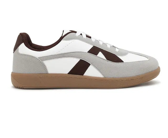 Retro Court Terrace Sneakers (White / Grey Suede / Maroon)