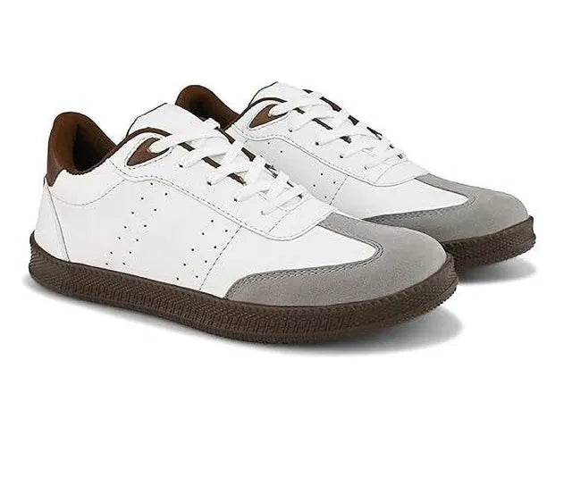 Retro Terrace Court Sneakers (White / Brown / Suede)
