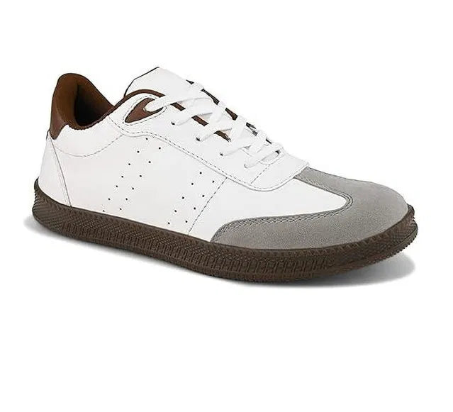 Retro Terrace Court Sneakers (White / Brown / Suede)