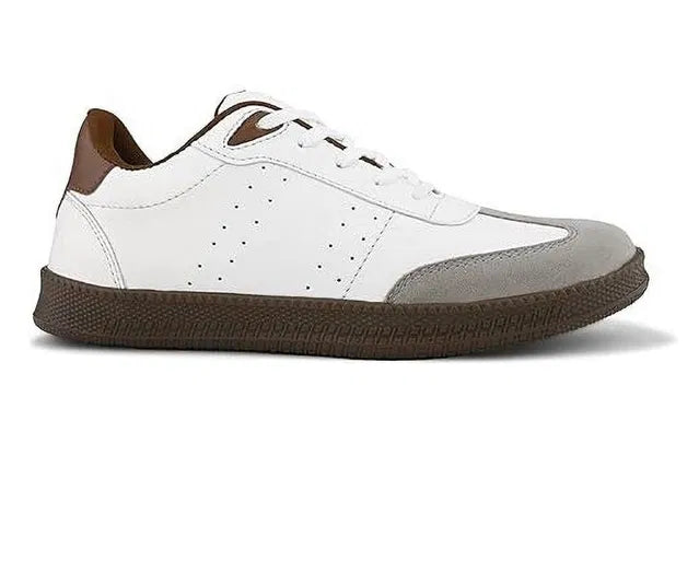 Retro Terrace Court Sneakers (White / Brown / Suede)