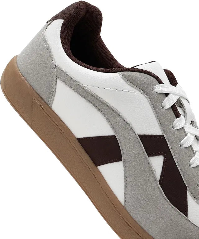 Retro Court Terrace Sneakers (White / Grey Suede / Maroon)