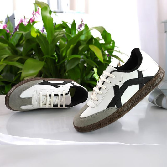 Premium Retro Court Terrace Sneakers (White / Black)