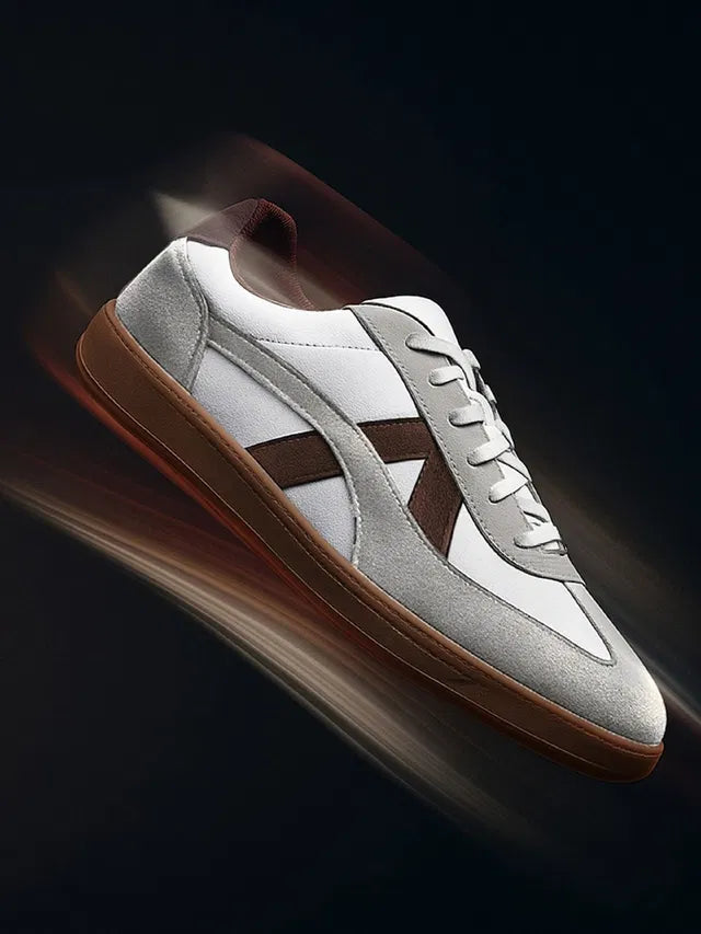 Retro Court Terrace Sneakers (White / Grey Suede / Maroon)